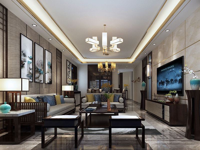 自貢市和美家園安置房新中式風(fēng)格別墅裝修案例