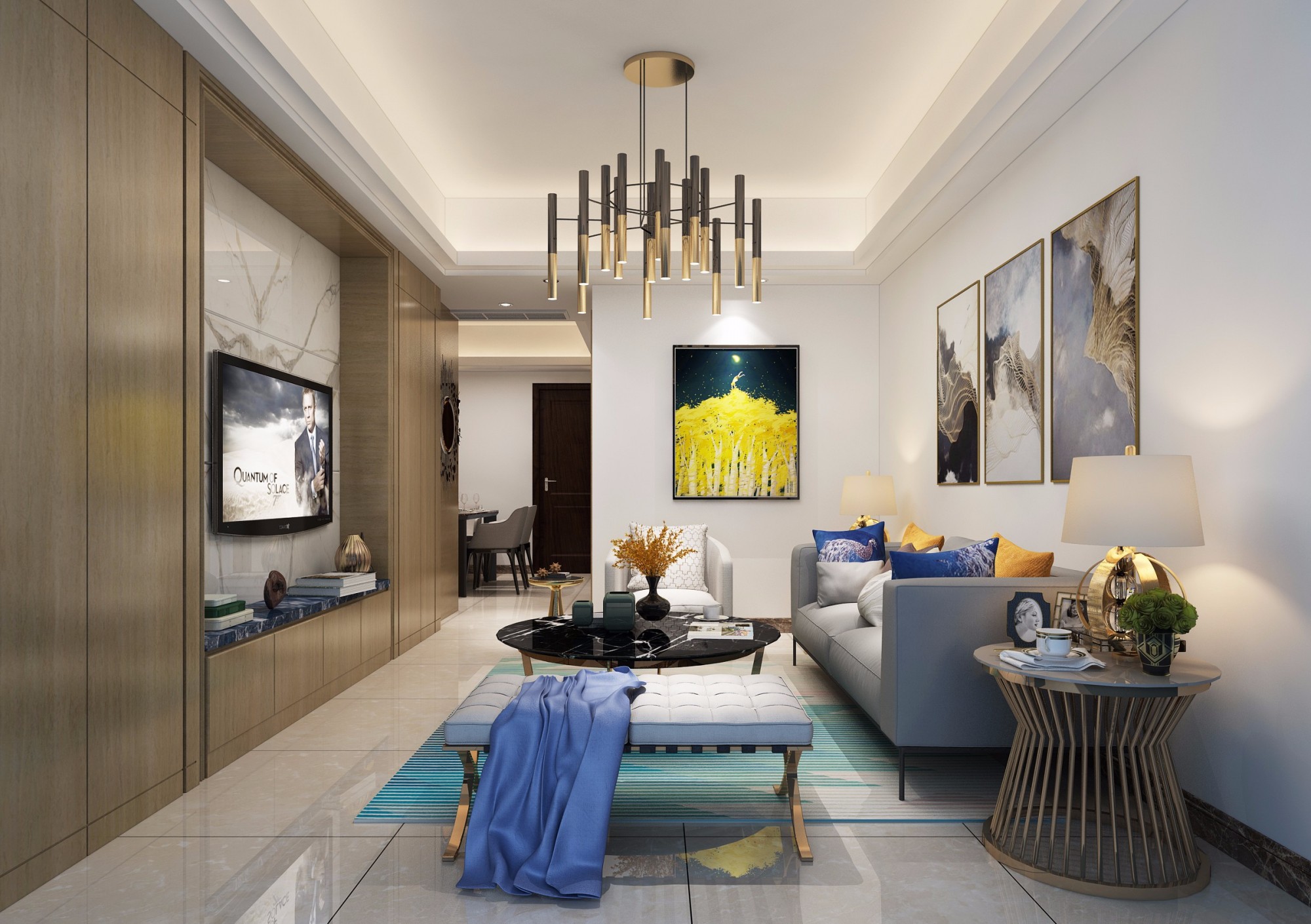 嘉興市合景尚峰現代簡約風格三居室裝修案例