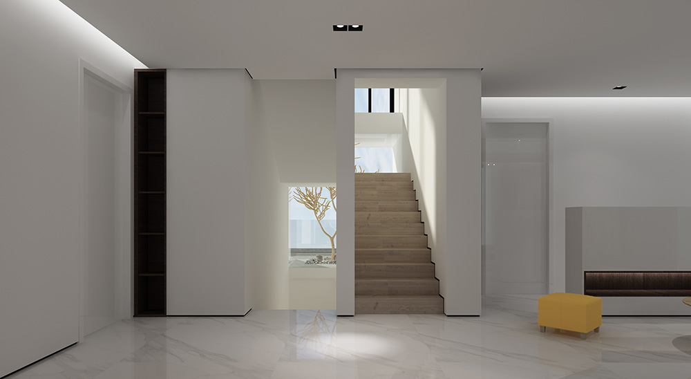 現(xiàn)代極簡風(fēng)格別墅裝修設(shè)計(jì)效果圖-迎江"逸"墅·碧桂園-別墅裝修設(shè)計(jì)二樓樓梯廳 現(xiàn)代極簡風(fēng)格別墅裝修設(shè)計(jì)效果圖-迎江"逸"墅·碧桂園-別墅裝修設(shè)計(jì)二樓樓梯廳