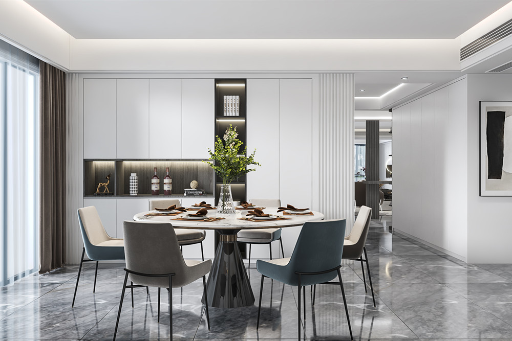 汕頭市海灣一城時代花園輕奢風格四居室裝修案例