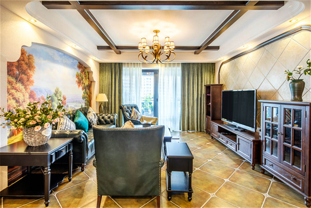 嘉興市濱海之星田園風格四居室裝修案例