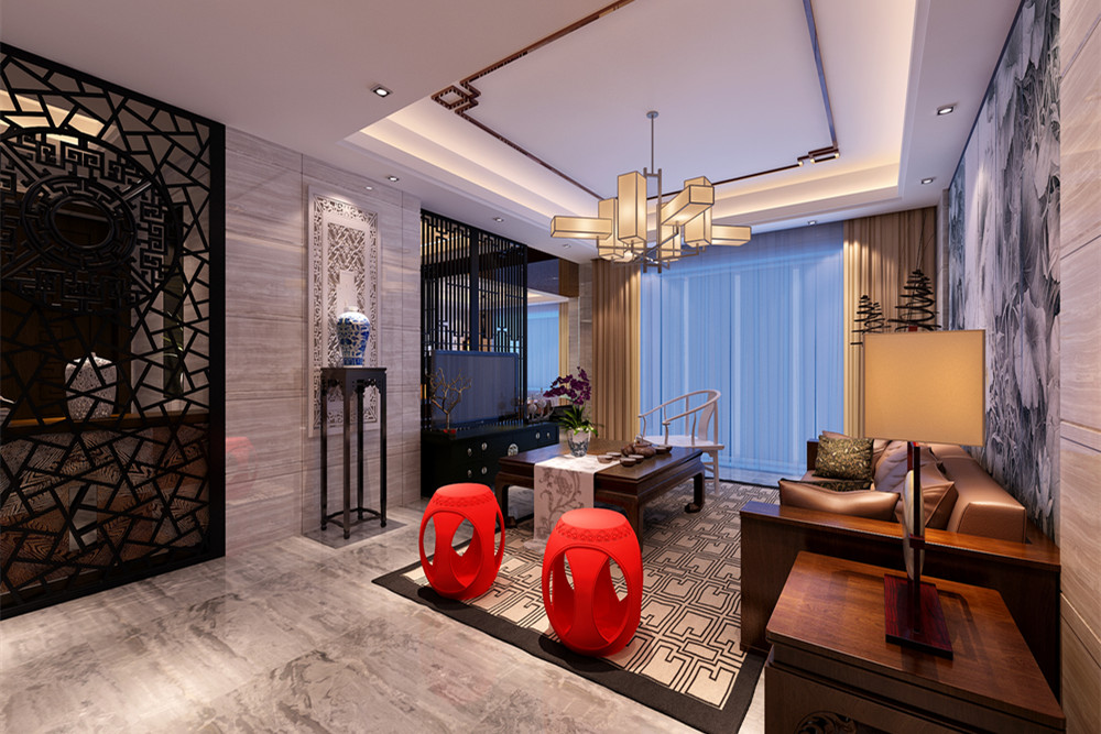 江門市明泰城新中式風格復式裝修案例