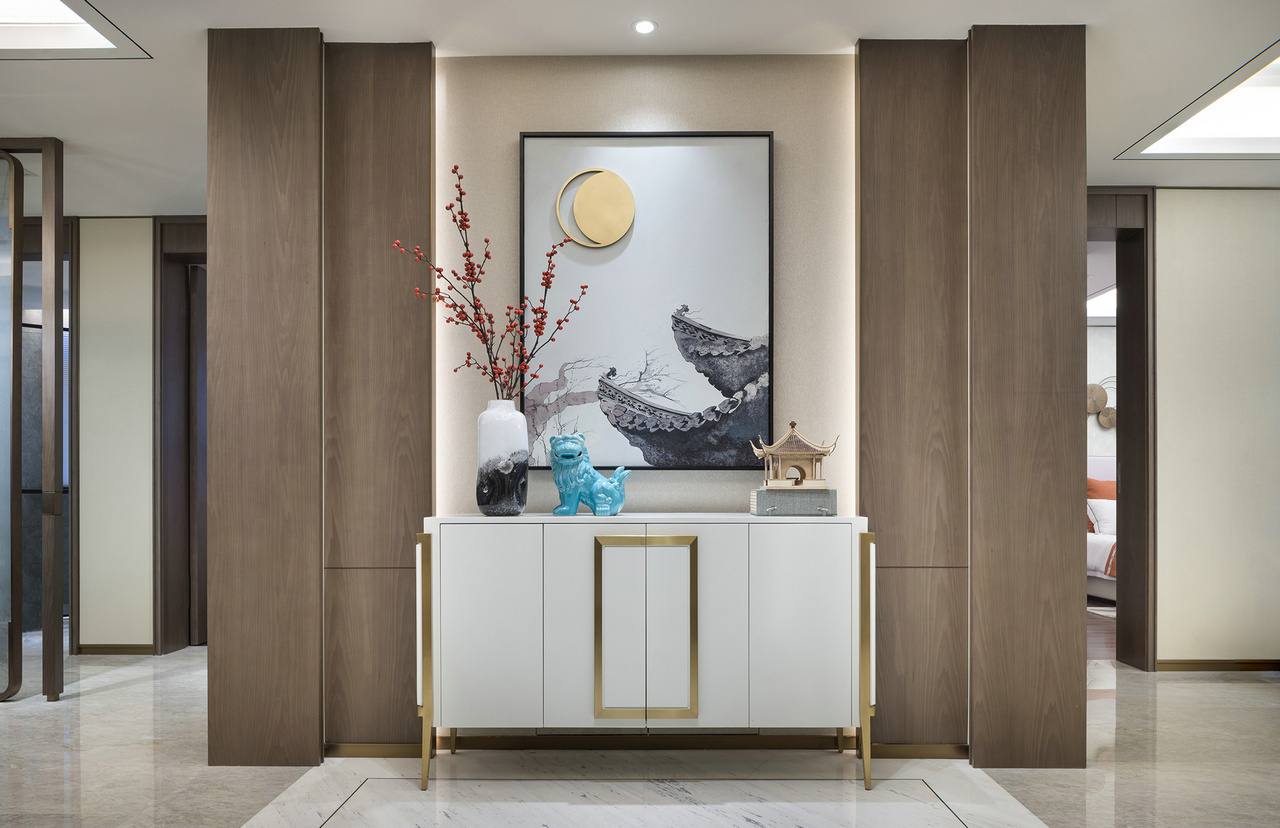 廣州市凱旋新世界新中式風(fēng)格四居室裝修案例