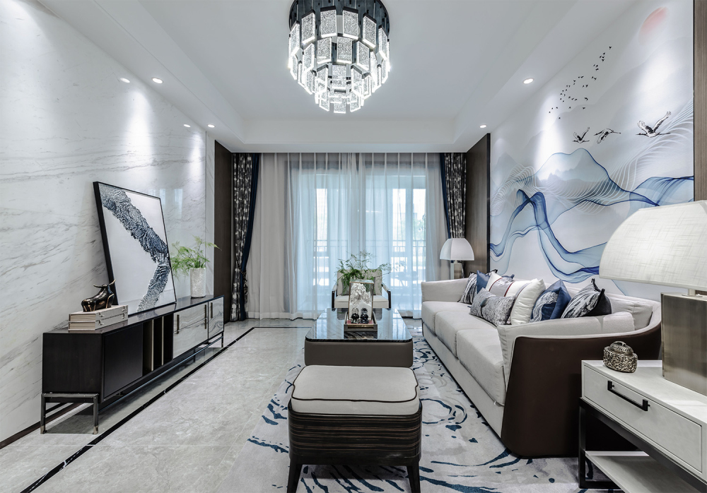 廣州市光大花園新中式風格三居室裝修案例