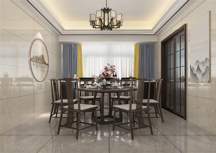 廣州市中山三路小區新中式風格四居室裝修案例