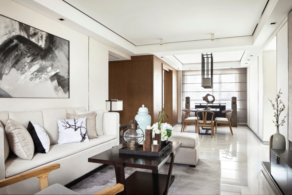 廣州市碧桂園城市花園新中式風格三居室裝修案例