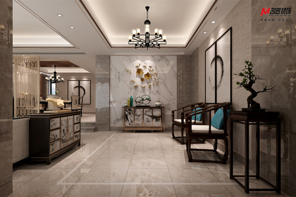 合肥市偉星玖樾臺(tái)新中式風(fēng)格四居室裝修案例