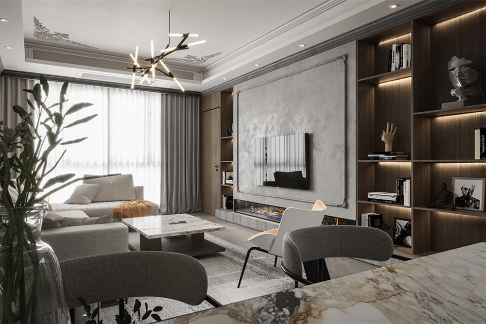 嘉興市鴻宸逸庭輕奢風(fēng)格三居室裝修案例