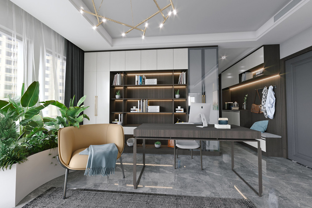 嘉興市合景尚峰現代簡約風格三居室裝修案例