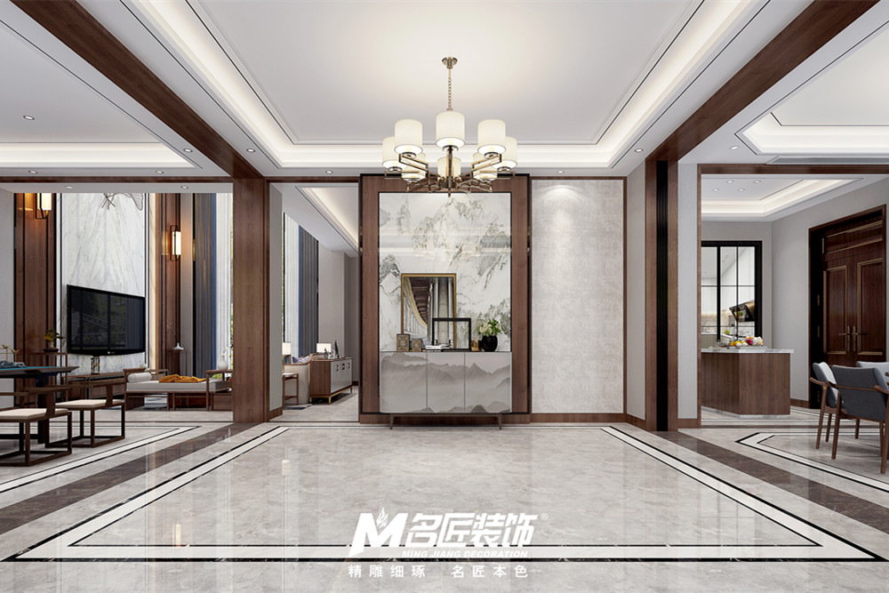 嘉興市大眾湖濱花園新中式風格別墅裝修案例