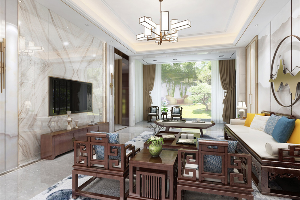 中山市麗豪花園新中式風格別墅裝修案例