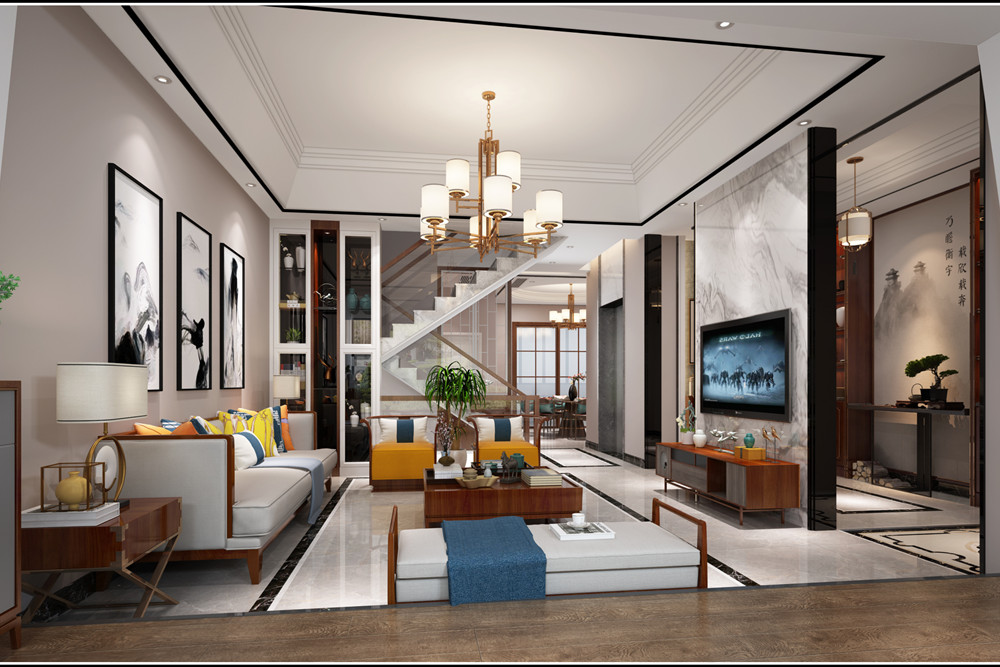 中山市萬科柏悅灣新中式風(fēng)格別墅裝修案例