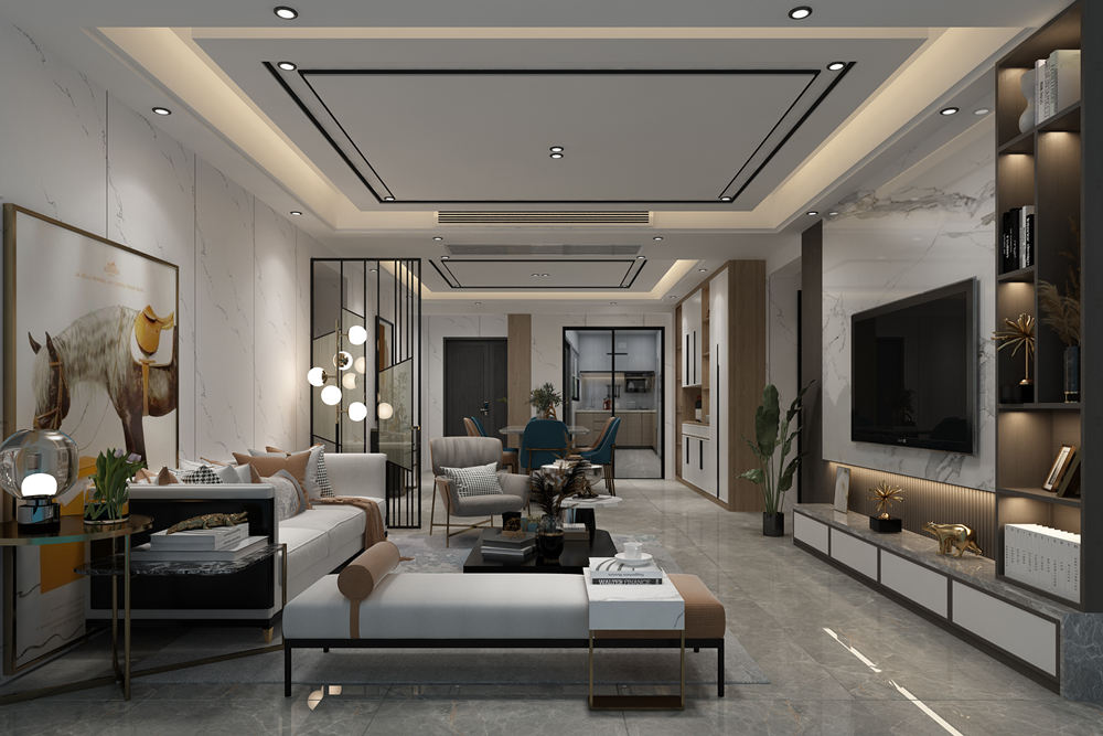 云浮市南洋豪苑輕奢風(fēng)格三居室裝修案例