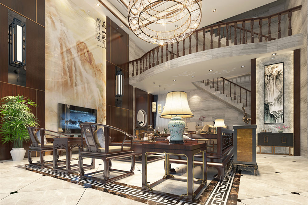 韶關市富康翰林世家二期新中式風格別墅裝修案例