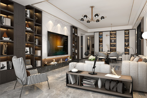 玉林市金港國際名城輕奢風格三居室裝修案例