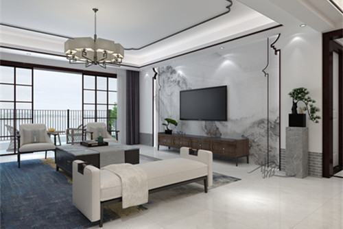 梧州市精通中央公園C區新中式風格平層裝修案例