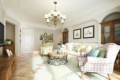 梧州市百匯幸福城美式風格三居室裝修案例