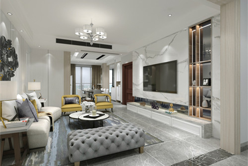 梧州市凱萊名邦學府輕奢風格四居室裝修案例