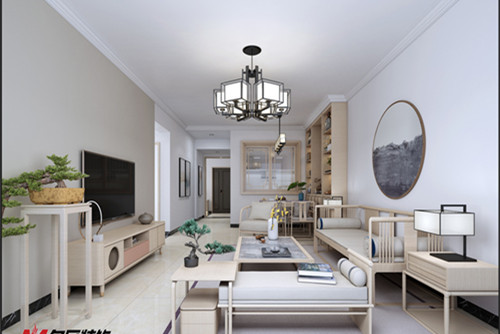 梧州市博愛新苑新中式風格三居室裝修案例