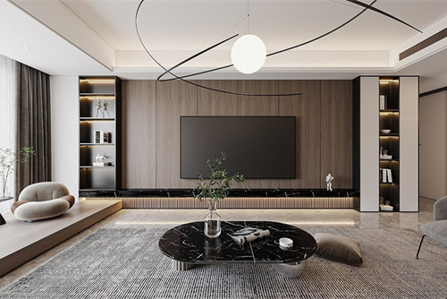 德陽市萬達華府。輕奢風格三居室裝修案例