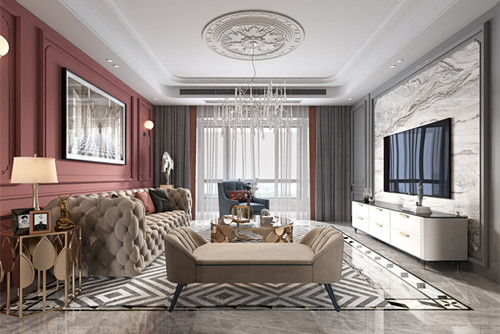 淮安市麗正花苑輕奢風格三居室裝修案例