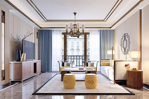 泰州市靖江恒大御景半島別墅新中式風格四居室裝修案例