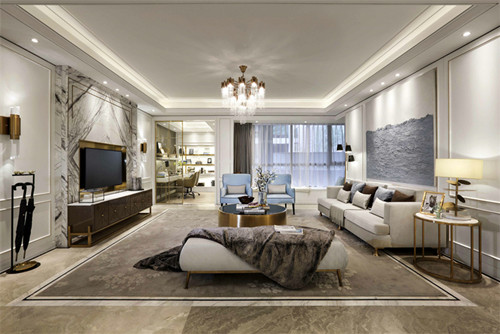 涼山彝族自治州北城小區輕奢風格三居室裝修案例