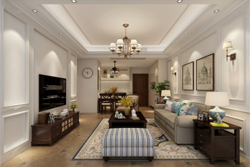惠州市雅居樂白鷺湖一期美式風(fēng)格四居室裝修案例
