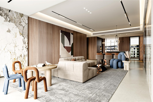 江門市美的公園天下輕奢風格三居室裝修案例