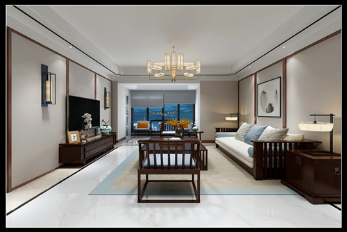 百色市德保御龍灣小區新中式風格四居室裝修案例