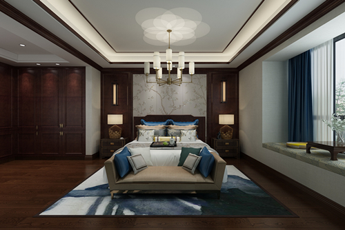 百色市保合時代廣場新中式風格四居室裝修案例