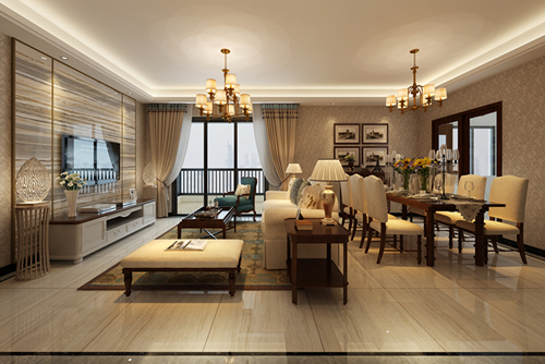 百色市保合時代廣場美式風格三居室裝修案例