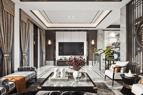 江門市翠鳴苑新中式風格別墅裝修案例