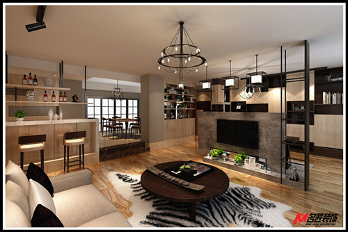 廣州市新康花園新中式風格三居室裝修案例