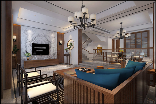 湖州市新南潯孔雀城新中式風格別墅裝修案例