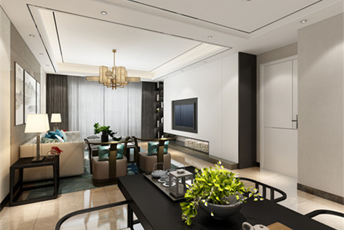 中山市健康花城新中式風格四居室裝修案例