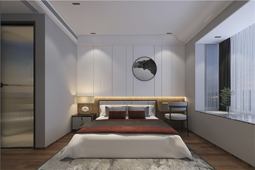 莆田市河濱花園新中式風格三居室裝修案例