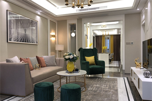 海口市奧林匹克花園美式風格三居室裝修案例