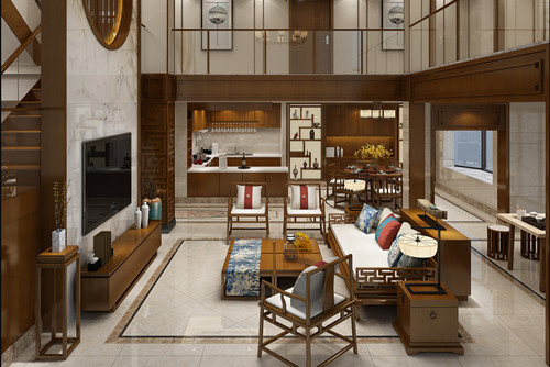 海口市榕莊新中式風格別墅裝修案例