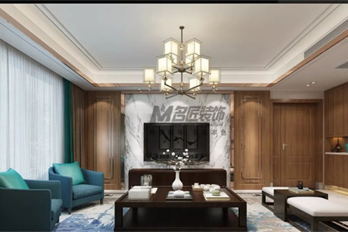 合肥市萬科未來之光新中式風格四居室裝修案例