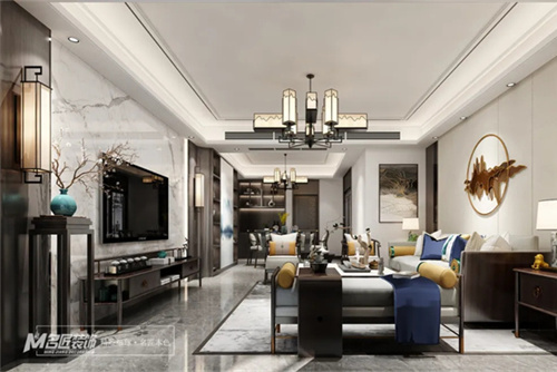 汕頭市海璟天翡花園新中式風格四居室裝修案例